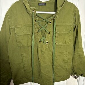Cropped Green Jacket (criss cross in front )